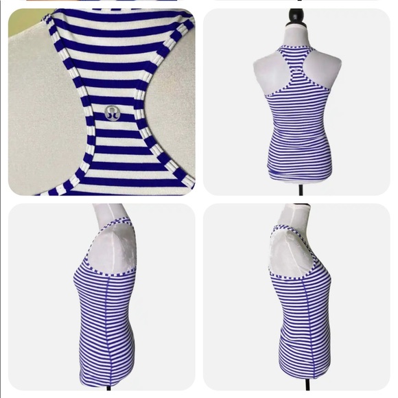 💕SALE💕 Lululemon Blue Striped Razorback Tank Top - Picture 5 of 7